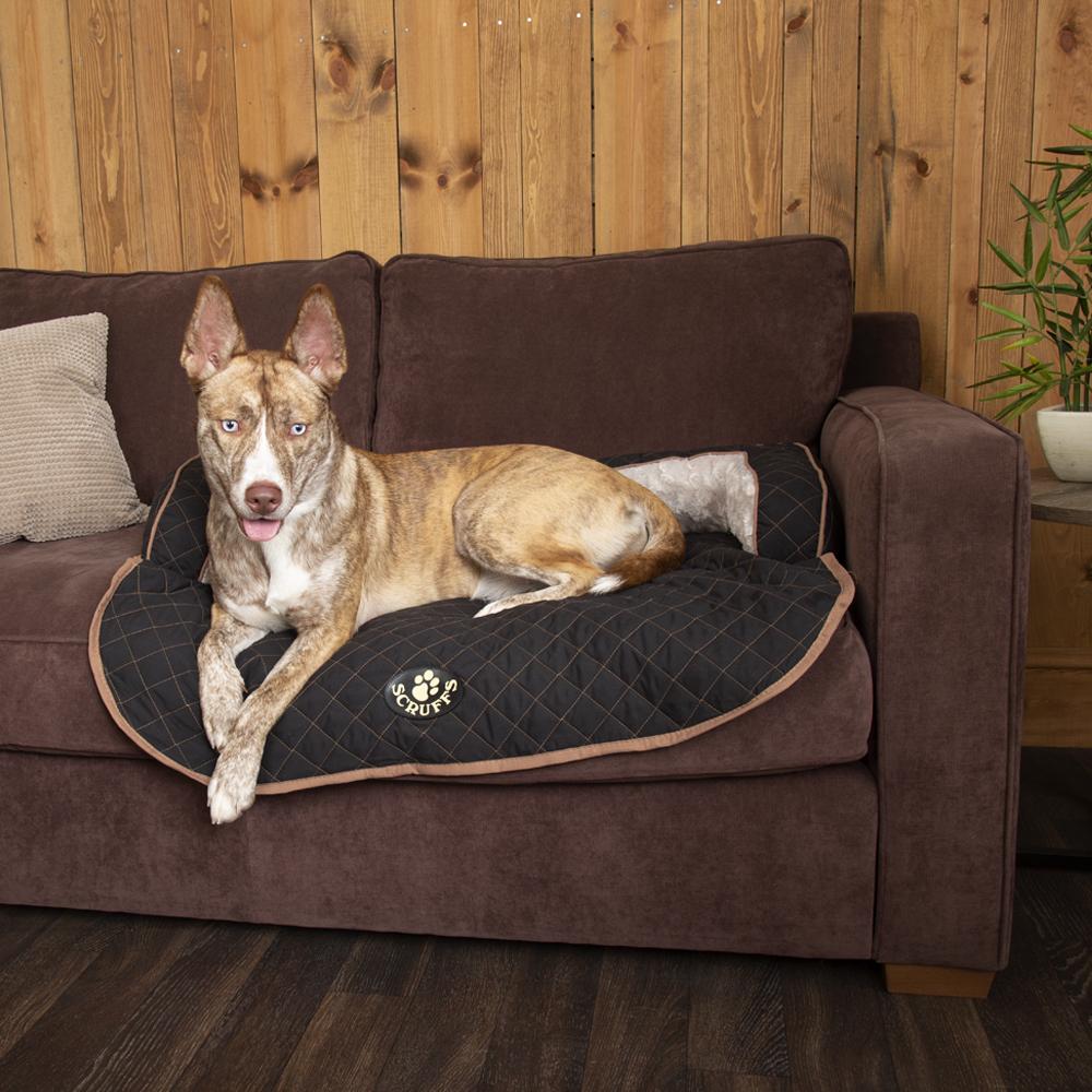Close up of the black Wilton Sofa Bed for dogs - Black Dog Bed for sofa byScruffs® 