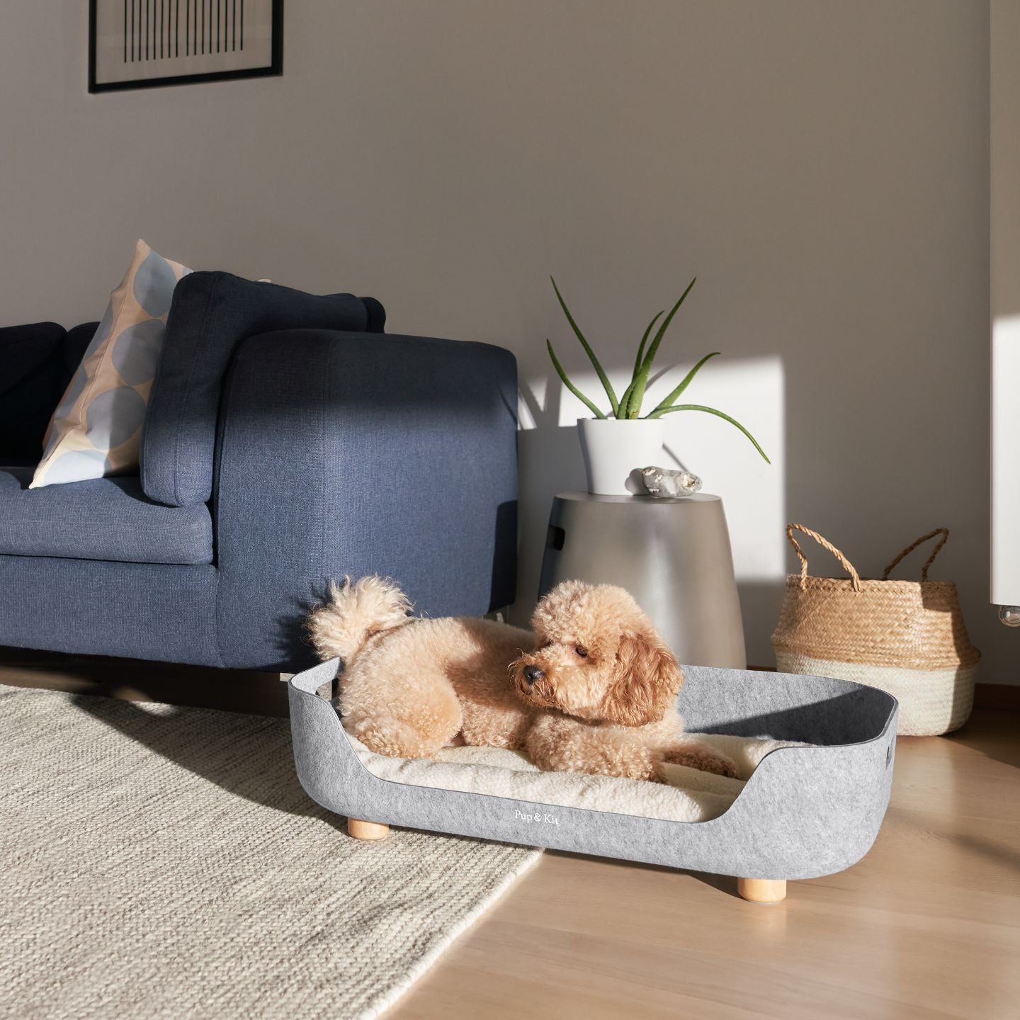 PetNest felt dog and cat bed#mattress-colour_natural